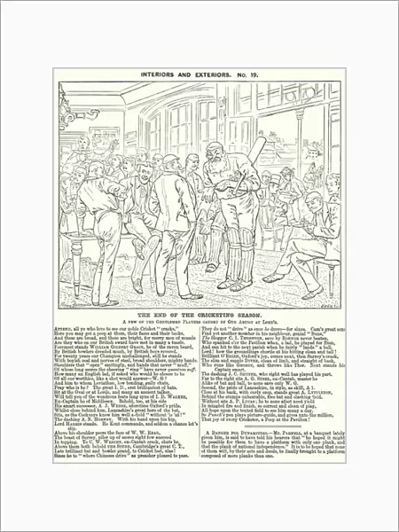 Punch cartoon: The End of the Cricket Season - scene in the pavilion at Lords Cricket Ground (engraving)
