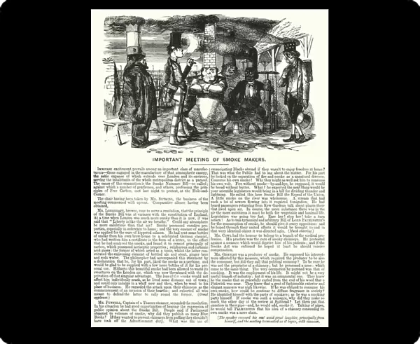Punch cartoon: Important Meeting of Smoke Makers: the Smoke Nuisance Abatement (Metropolis) Act 1853 (engraving)