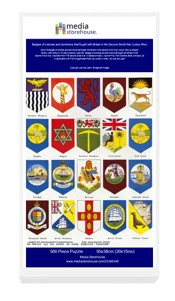 Badges of colonies and dominions that fought with Britain in the Second World War (colour litho)