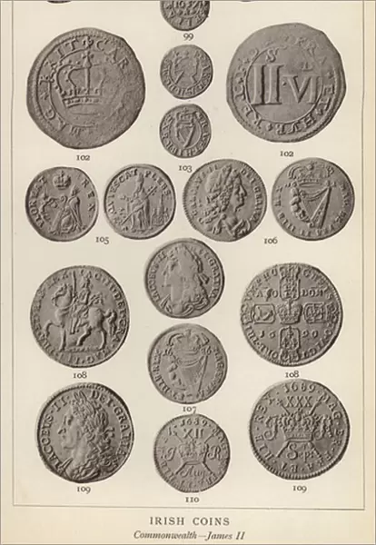 Irish Coins, Commonwealth, James II (b  /  w photo)