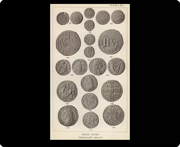 Irish Coins, Commonwealth, James II (b  /  w photo)