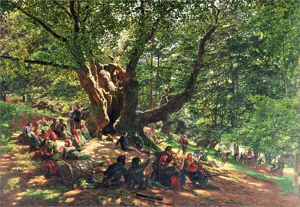 Robin Hood and his Merry Men, 1859 (mixed media on paper)