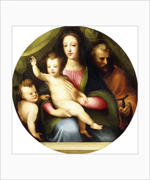 The Holy Family with the Infant Saint John the Baptist, (oil on panel)