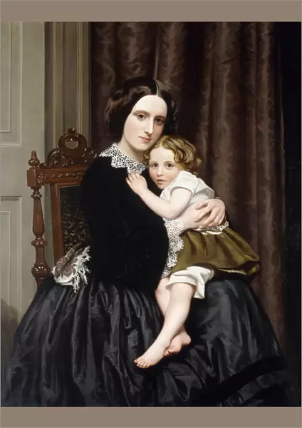 A Mother and her Child, (oil on canvas)