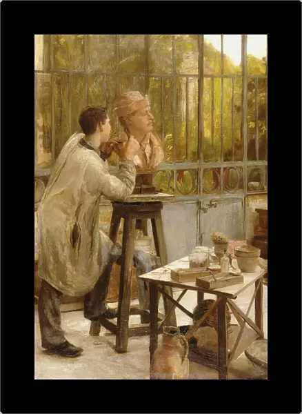 A Sculptor in his Studio, (oil on canvas)