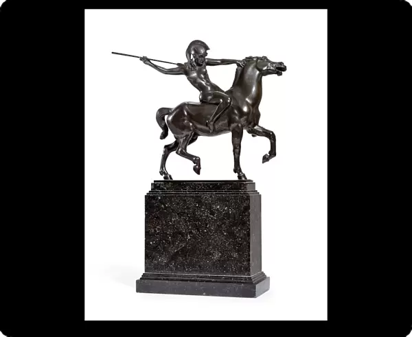 Amazon on Horseback, (bronze with brown patina, grey granite plinth)