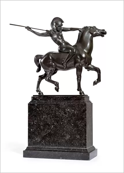 Amazon on Horseback, (bronze with brown patina, grey granite plinth)