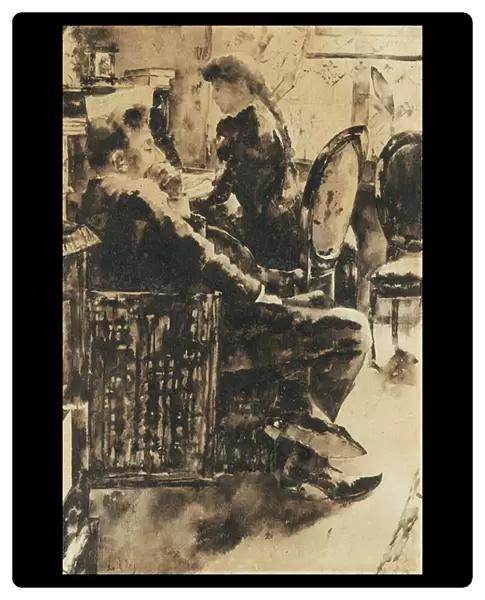 The Music; Beim Musizieren, (pen and black ink and black wash on paper)