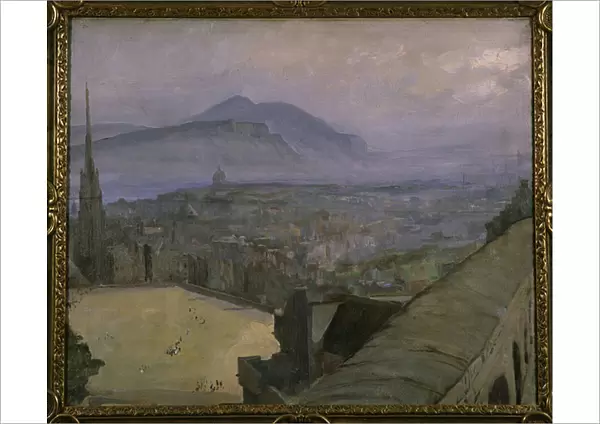 A View of Edinburgh from the Castle, looking across the Esplanade towards Arthur