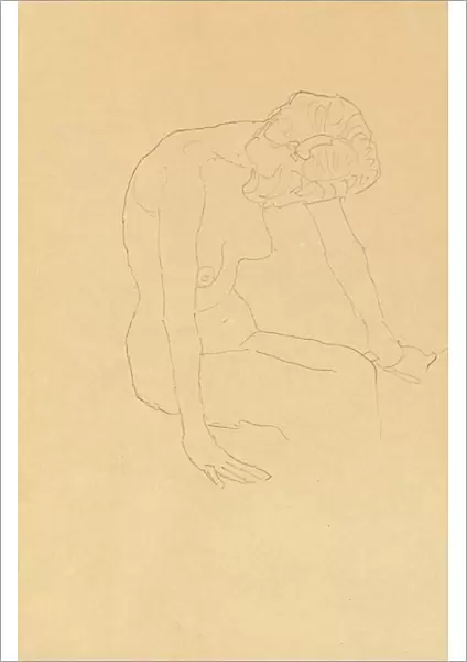 Study of a Female Nude, c. 1908-1909 (pencil on buff paper)