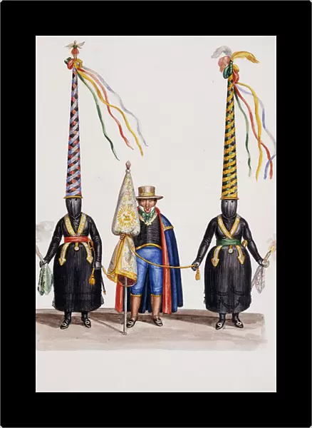 Types and Costumes of New Granada (Colombia): Figures in the Procession of Holy Monday, c