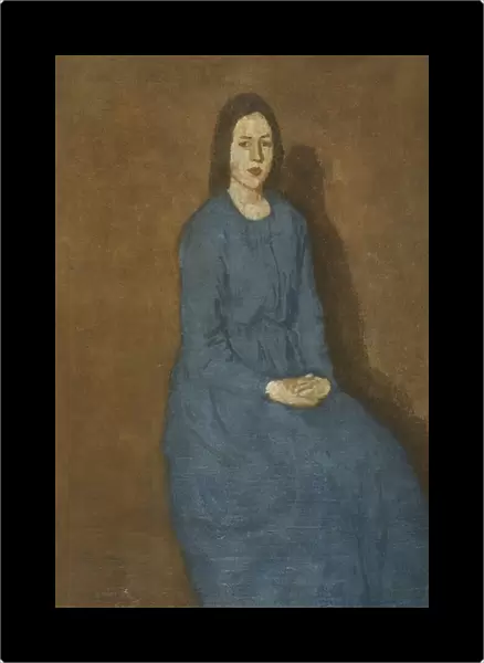 A Young Woman in Blue, c. 1914-15 (oil on canvas laid down on panel)