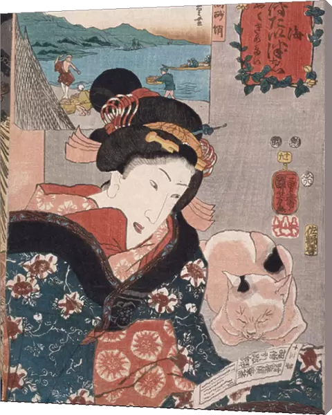 Octopus Fishing at Takasago in Harima Province, from the Series Famous Products of the Provinces (colour woodblock print)