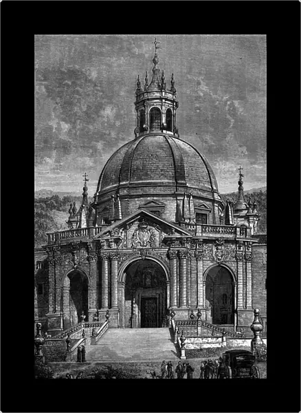 Exterior view of the shrine of the Jesuite Ignatius of Loyola in Spain, 1868
