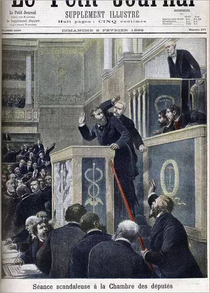 The scandalous meeting of the House of Deputies: Jean Jaures attacked by Bernis during a
