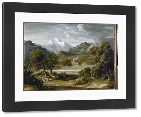 Lauterbrunnen valley near Unterseen with a view of Jungfrau (Switzerland) (oil on canvas