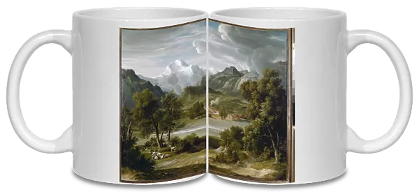 Lauterbrunnen valley near Unterseen with a view of Jungfrau (Switzerland) (oil on canvas