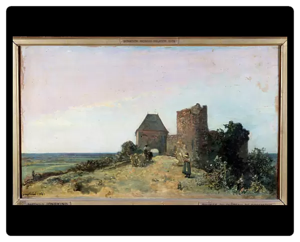 View of the ruins of the castle of Rosemont in the Nievre Painting by Jean Barthold