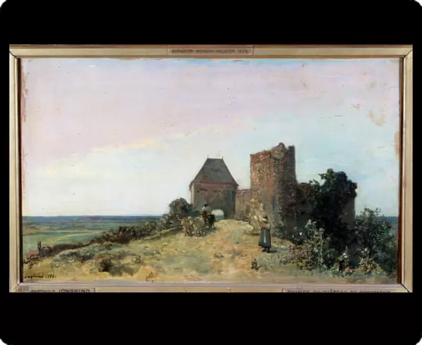 View of the ruins of the castle of Rosemont in the Nievre Painting by Jean Barthold