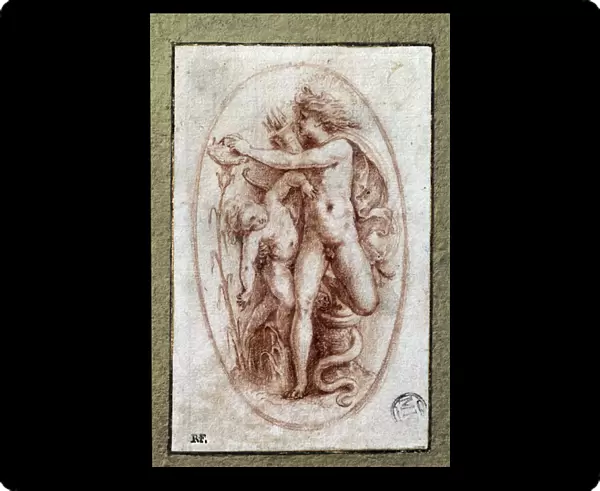 Apollo and Hyacinth. Drawing a la sanguine by Pietro Buonaccorsi (1500-1546  /  47