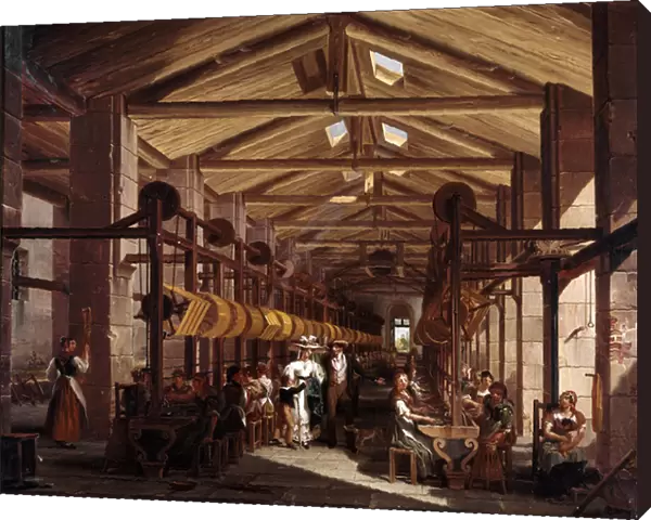 The spinning workshop, 1828 (Oil on canvas)