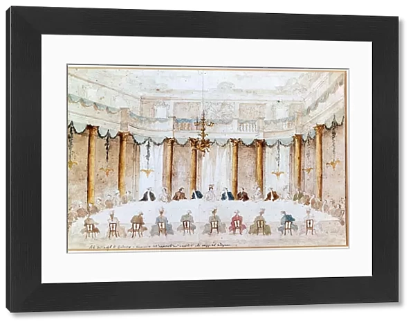 Banquet for the wedding of Polignac. Drawing by Francesco Guardi (1712 - 1793)