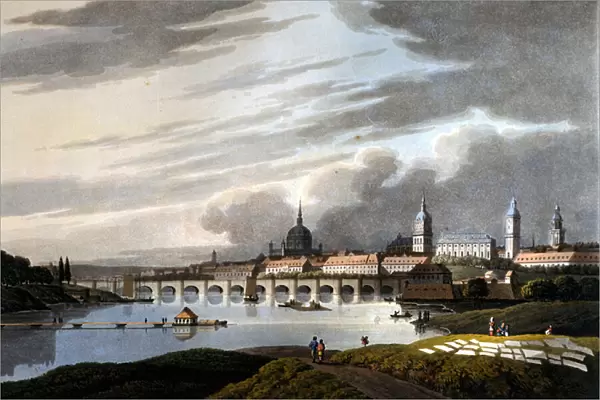 View of the city of Dresden in Germany. 1815