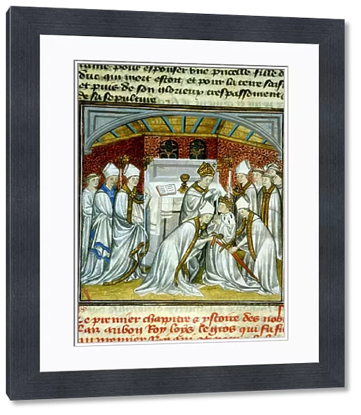 Sacre of Louis VI (1108) - Illumination of manuscript on velin of the Middle Ages '