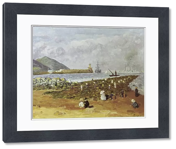 La escollera (The breaker or breakwater). Painting by Dario de Regoyos (1875-1913)