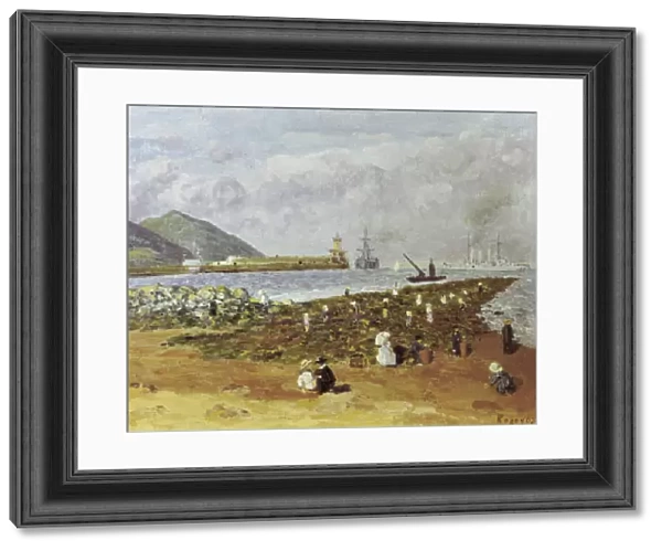 La escollera (The breaker or breakwater). Painting by Dario de Regoyos (1875-1913)