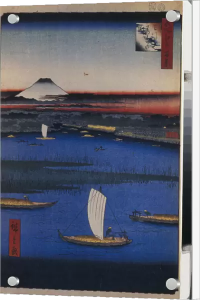 Cent vues celebres d'Edo : Mitsumata Wakarenofuchi (One Hundred Famous Views of Edo) - Hiroshige, Utagawa (1797-1858) - 1856-1858 - Colour woodcut - State Hermitage, St. Petersburg