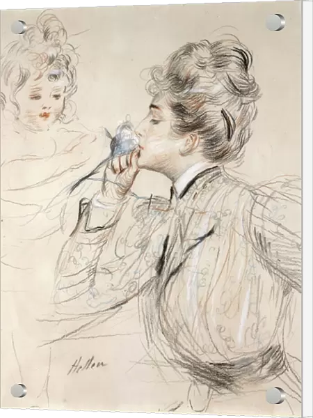 The Perfume (Charcoal, pastel and sanguine on cardboard, 19th-20th century)