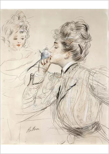 The Perfume (Charcoal, pastel and sanguine on cardboard, 19th-20th century)