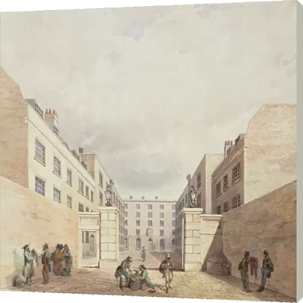View of the East India Companys warehouses from Cutler Street, 1836 (w  /  c on paper)