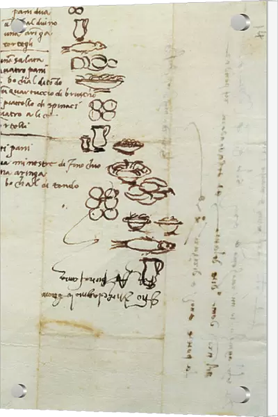 Three Different Lists of Foods Described with Ideograms, 1518 (ink on paper)