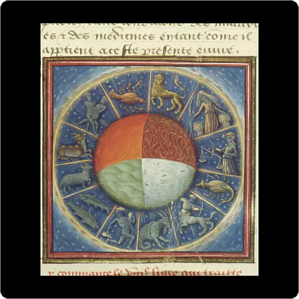 Ms Fr 135 Fol. 285 The four elements of the Earth with the twelve signs of the zodiac
