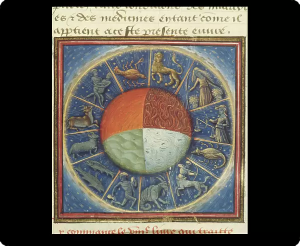 Ms Fr 135 Fol. 285 The four elements of the Earth with the twelve signs of the zodiac