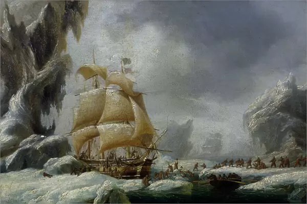 The Ship of Jules Dumont d Urville (1790-1845) Stuck in an Ice Floe in Antarctica