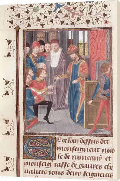 Ms 149 t. 3 fol. 95v Appointment of Two Knights, from the