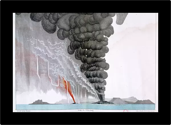 The eruption of the Santorini volcano, illustration from Etudes sur les Volcans