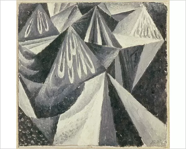 Cubo-Futurist Composition in Grey and White, 1916 (oil on canvas)