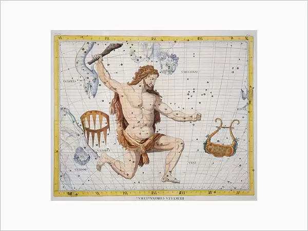Constellation of Hercules with Corona and Lyra, plate 21 from Atlas Coelestis