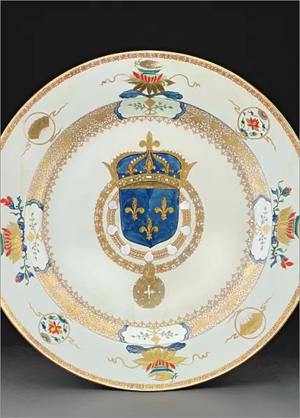 Large armorial charger with the arms of the King of France, c. 1730 (porcelain)
