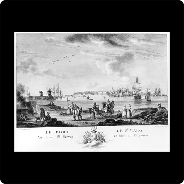 View of St. Malo (engraving) (b  /  w photo)