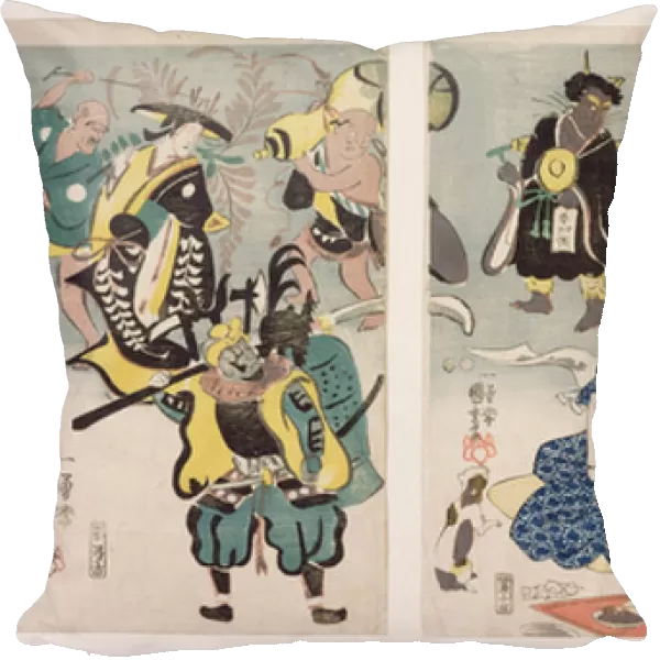 Otsu-e Paintings Coming Alive Triptych, c. 1847-52 (woodblock print)