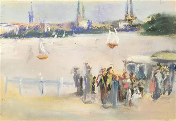 View of the Aussenalster, 1909 (pastel on paper)