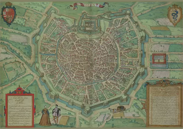 Map of Milan, from Civitates Orbis Terrarum by Georg Braun (1541-1622