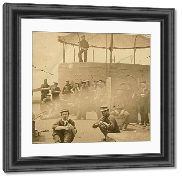 Crew on the deck of the USS Monitor, 1862 (sepia print)