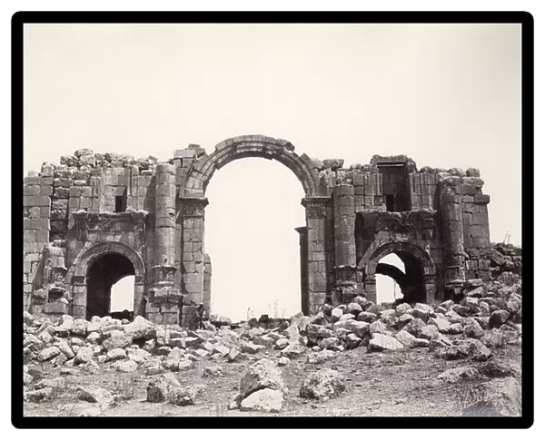 Hadrians Arch at the entrance to Jerash, 1867 (b  /  w photo)