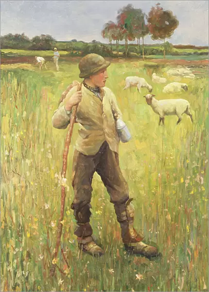A Young Shepherd (oil on canvas)